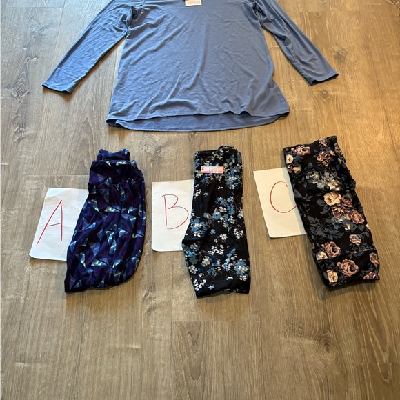 Lularoe outfit new with tag solid blue lynnae large with os leggings you choose - Picture 1 of 2